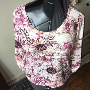 Chico’s 1 scoop neck floral knit blouse